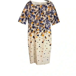 L.K. Bennett Dr Derva Floral Print Sheath Dress Size UK 14, US 10